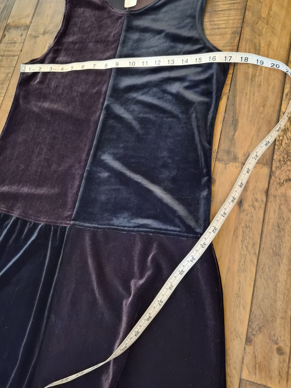 VTG Luly K Velvet Colorblock Shift Dress 90s Y2K Brown Black Minimalist